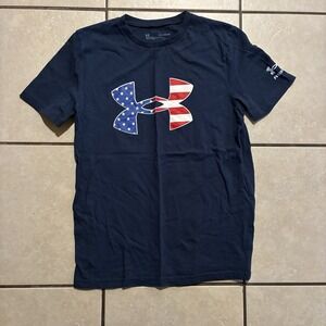 Under Armour Youth Large Navy Blue Graphic Short Sleeve T-Shirt
